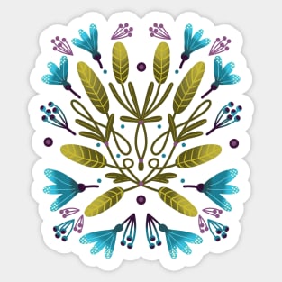 khaki and blue flowers Sticker